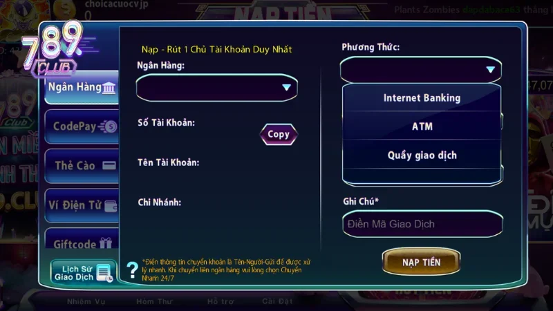 Hướng dẫn nạp tiền 789club cũng là một câu hỏi thường gặp